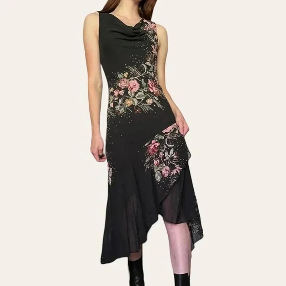 Alex Evenings 90s vintage beaded chiffon cowl neck maxi dress whimsigoth fairy - Picture 4 of 8